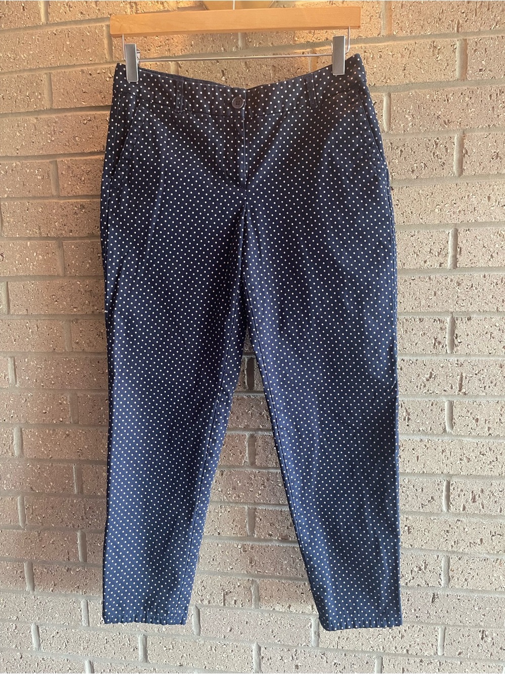 Talbots Navy Polka Dot Cropped Chino Pants